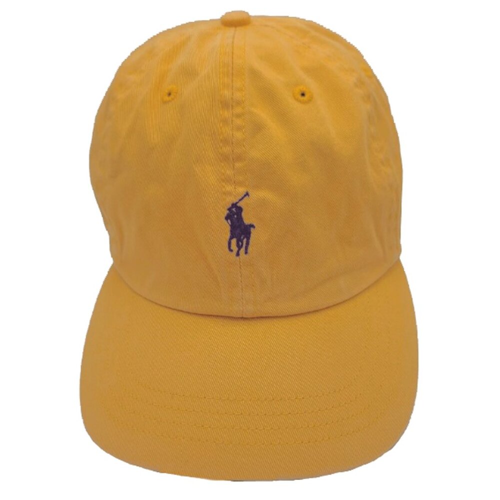 NEW Vintage Polo Ralph Lauren Baseball Hat!  Gold  Purple Player  Leather Strap